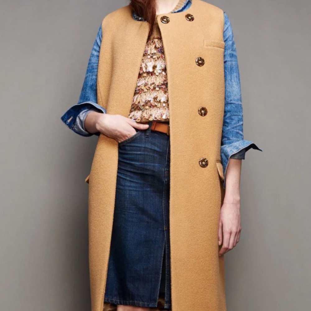 J Crew Collection Sleeveless Coat in Camel